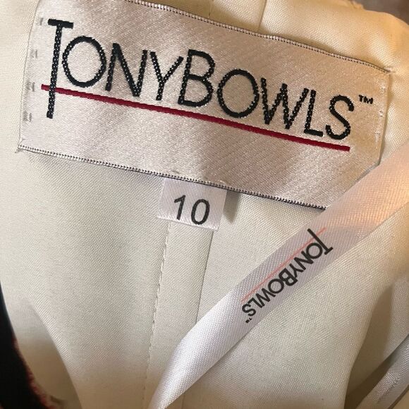 Tony Bowls Black/White Polka Dot With Red Flowers Strapless Mini Dress Size 10 - Picture 10 of 12